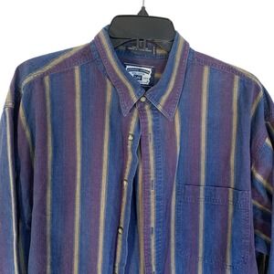 Vintage 90s‎ Lee Blue Striped Long Sleeve Button Up All Cotton Mens XL